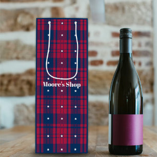 Sacola Para Vinho Tartan - Patriótico - Estrelas Vermelhas Azuis Bra