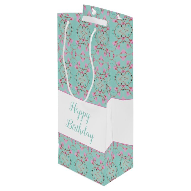 Sacola Para Vinho Teal doce de vinho e Saco-Presente Rosa (Verso inclinado)