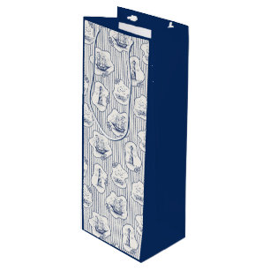 Sacola Para Vinho Tema Marinho Blue Stripe Roupa Branca Navio