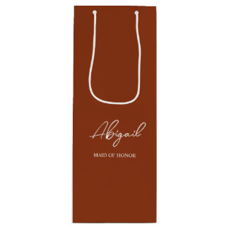 Sacola Para Vinho Terracotta Outono Nome Personalizado Festa de Casa