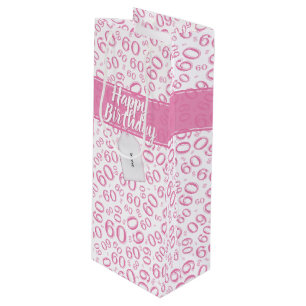 Sacola Para Vinho Teste padrão cor-de-rosa e branco do 60th