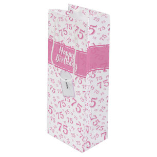 Sacola Para Vinho Teste padrão cor-de-rosa e branco do 75th