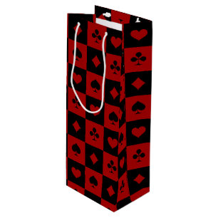 Sacola Para Vinho Teste padrão vermelho e preto dos cartões de jog