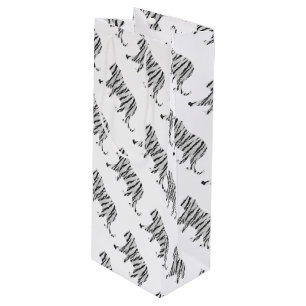 Sacola Para Vinho Tigre de silicone preto e branco