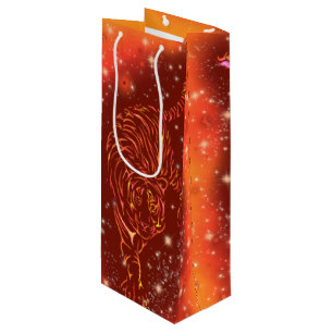 Sacola Para Vinho Tigre-Fogo em Execução - Pintura Noturna Galáxi