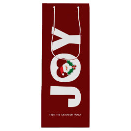 Sacola Para Vinho Tipografia Santa & Holly Berries Christmas Joy