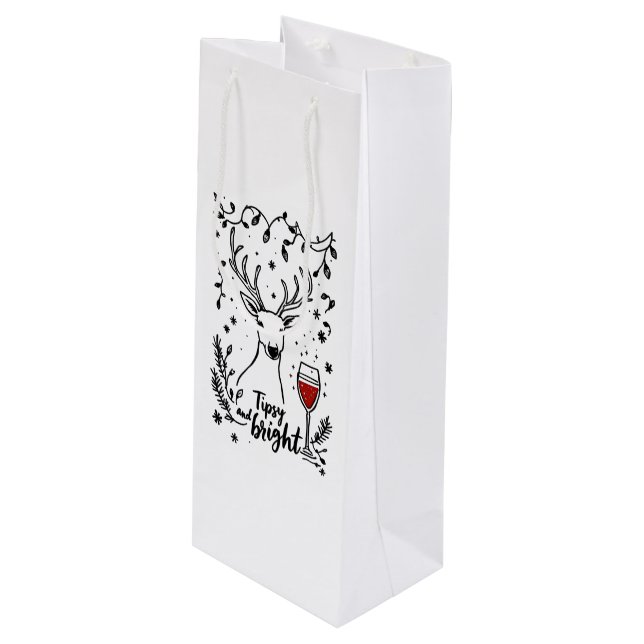 Sacola Para Vinho Tipsy e Bright Deer (Frente inclinada)