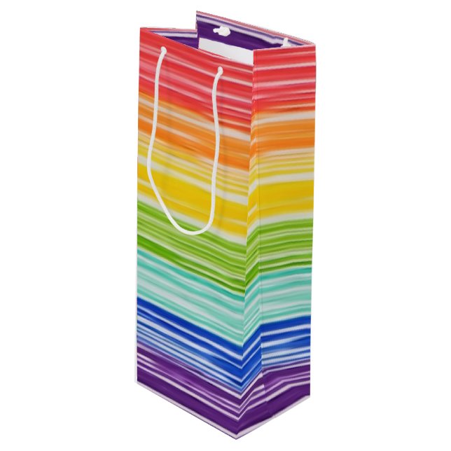 Sacola Para Vinho Tiras arco-íris desarrumadas (Frente inclinada)