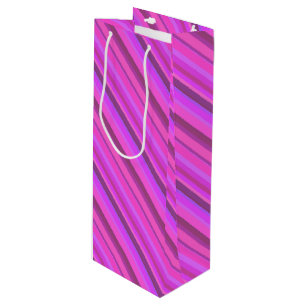 Sacola Para Vinho Tiras diagonais cor-de-rosa