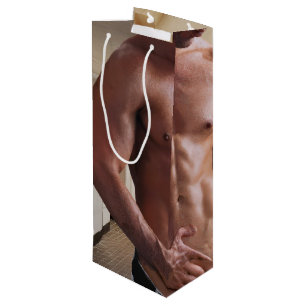 Sacola Para Vinho Torso masculino musculoso sem camisa do SlipperyJo