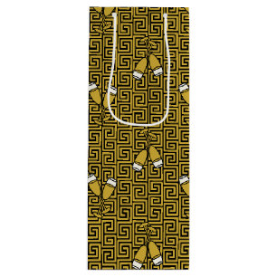 Sacola Para Vinho Tostão de Celebração da Chave Grega - Dourado e Pr
