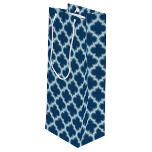Sacola Para Vinho Trellis Azul e Bebê, Latite, Quatrefoil