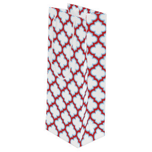 Sacola Para Vinho Trellis branca e vermelha, lete, quatrefoil