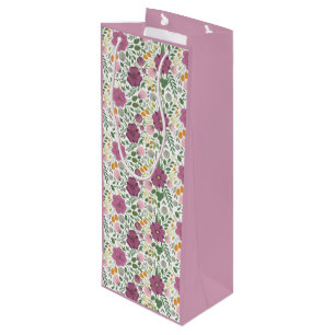Sacola Para Vinho Trendy Floral Padrão Amarelo Cor-de-rosa Púrpura V
