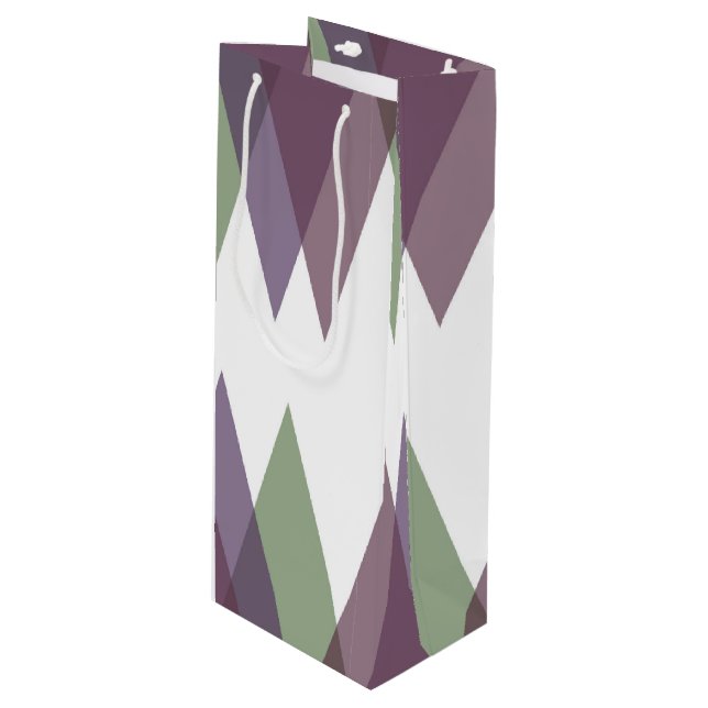 Sacola Para Vinho Triângulos Mauve e Verde (Frente inclinada)