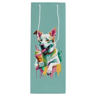 Sacola Para Vinho Um cachorro feliz comendo um sorvete