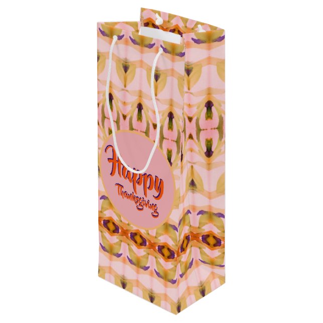 Sacola Para Vinho Um Rico de Palavra de Ação de Graças para o Papel- (Verso inclinado)