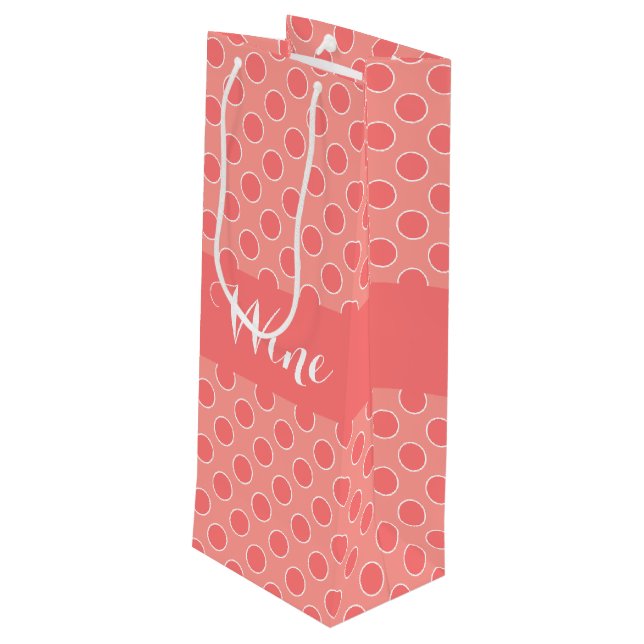 Sacola Para Vinho Uma Bolinhas de Coral (Verso inclinado)