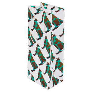 Sacola Para Vinho Vaca Brown e Teal Silhouette