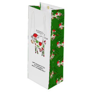 Sacola Para Vinho Vaca Engraçada Cartoon Natal Feriado Vinho Present