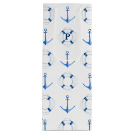 Sacola Para Vinho Velas Azul Âncora e Anel de Vida Náutico