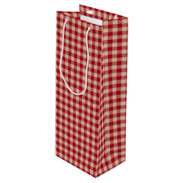 Sacola Para Vinho Vermelho e Kraft Country Gingham Natal 