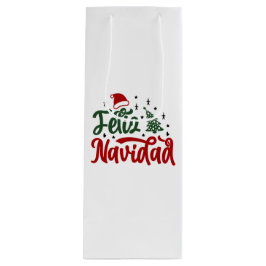 Sacola Para Vinho Vermelho Festivo e Feliz Navidad Verde