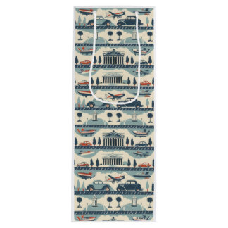 Sacola Para Vinho Viagens vintage do Saco do Presente