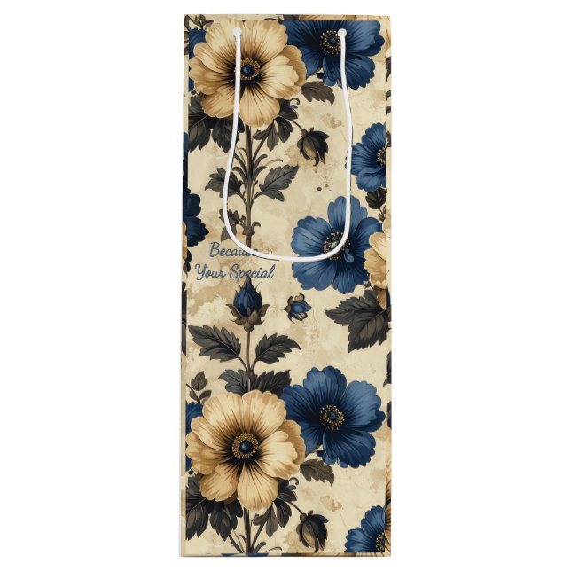 Sacola Para Vinho Victorian flowers Gift Bag (Frente)
