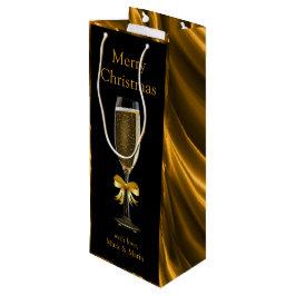 Sacola Para Vinho Vidro Dourado e preto de Champagne