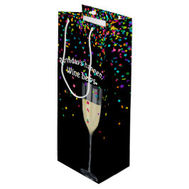 Sacola Para Vinho vinho branco com confete de aniversário