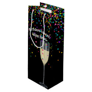 Sacola Para Vinho vinho branco com confete de aniversário