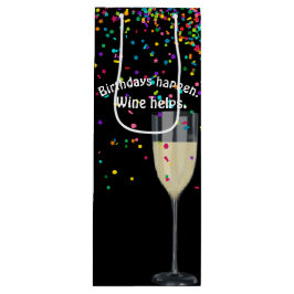 Sacola Para Vinho vinho branco com confete de aniversário