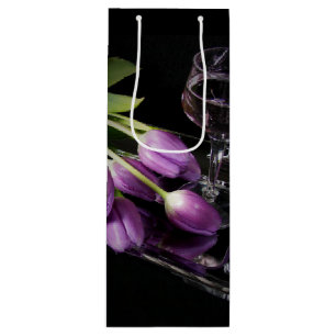 Sacola Para Vinho Vinho e tulipas roxas