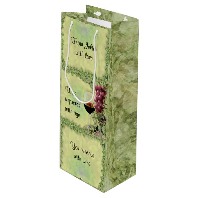 Sacola Para Vinho Vinho melhora com idade - Você melhora com vinho (Frente inclinada)
