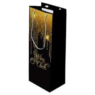 Sacola Para Vinho Vinho O'Clock Dourado Glitz