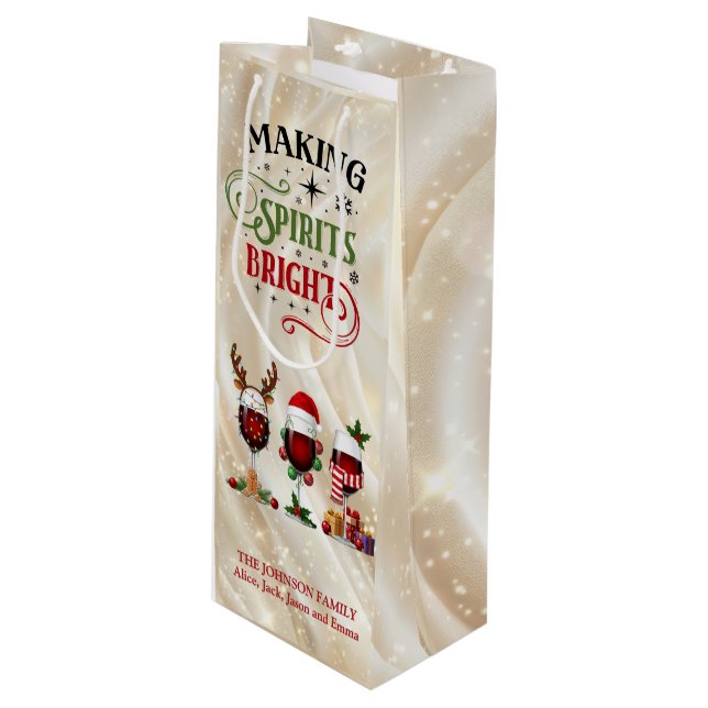 Sacola Para Vinho Vinho Tinto Natal Making Spirits Bright (Frente inclinada)