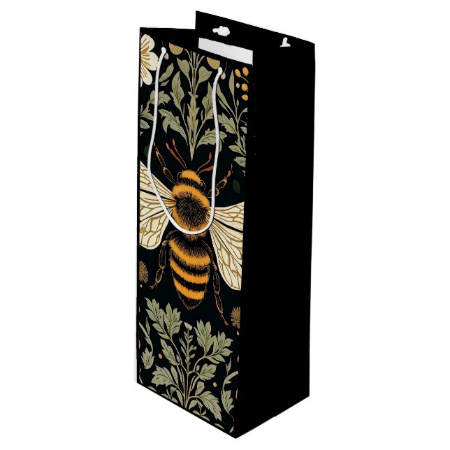 Sacola Para Vinho Vintage Bee Garden (Frente inclinada)