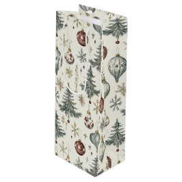 Sacola Para Vinho Vintage Christmas Ornaments on Cream