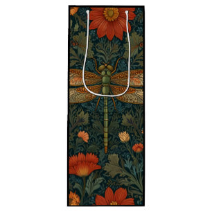 Sacola Para Vinho Vintage dragonfly orange floral verde-floral boho