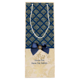 Sacola Para Vinho Vintage Marinho Dourado Damask Consulte Obrigado c