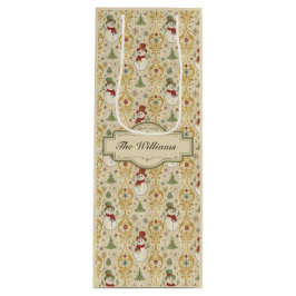 Sacola Para Vinho Vintage Snowman e Árvore de Natal Personalizada