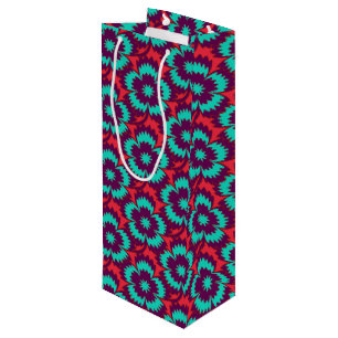 Sacola Para Vinho Vintage turquoise vermelha floral Dianthus Barbatu