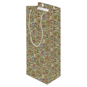 Sacola Para Vinho Vintage William Morris Blue Brocade