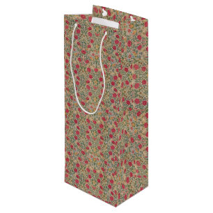 Sacola Para Vinho Vintage William Morris Rosa Pink Yellow Bird Flor