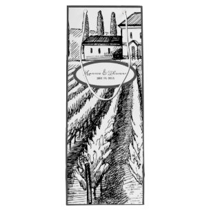 Sacola Para Vinho Vinyard Winery Rustic Sketch Casamento Personaliza
