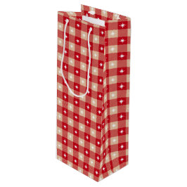 Sacola Para Vinho White Star Gingham Country Holiday