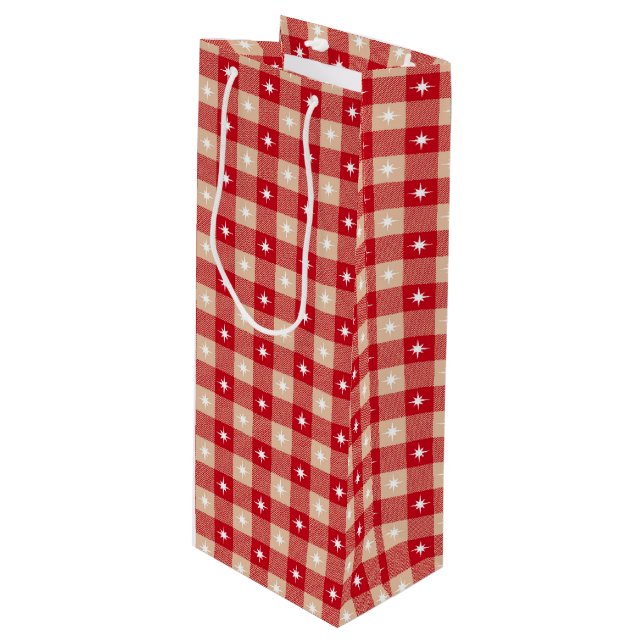 Sacola Para Vinho White Star Gingham Country Holiday (Frente inclinada)