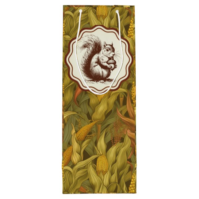 Sacola Para Vinho William Morris Outono Milho Esquilo   (Verso)