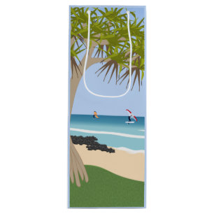 Sacola Para Vinho Wing Foil Surfers Pandanus Tree na Praia